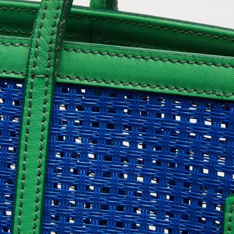 Pre Owned Dolce & Gabbana Green/Blue Perforated Leather Shopper Tote