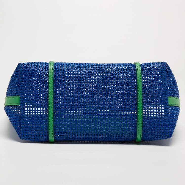Pre Owned Dolce & Gabbana Green/Blue Perforated Leather Shopper Tote