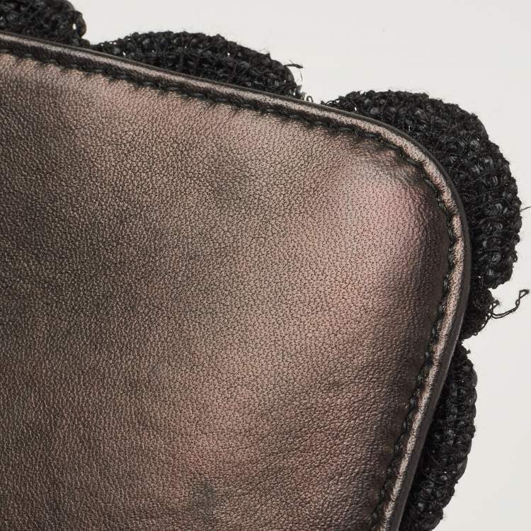 Pre Owned Dolce & Gabbana Black Straw and Leather Miss Dolce Top Handle Bag