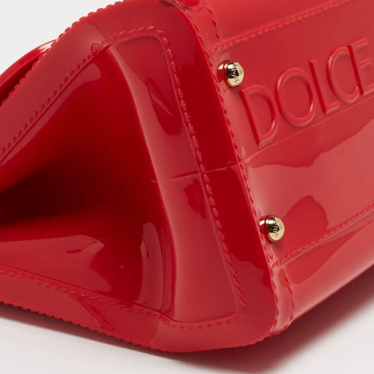 Pre Owned Dolce & Gabbana Red Rubber Miss Sicily Top Handle Bag