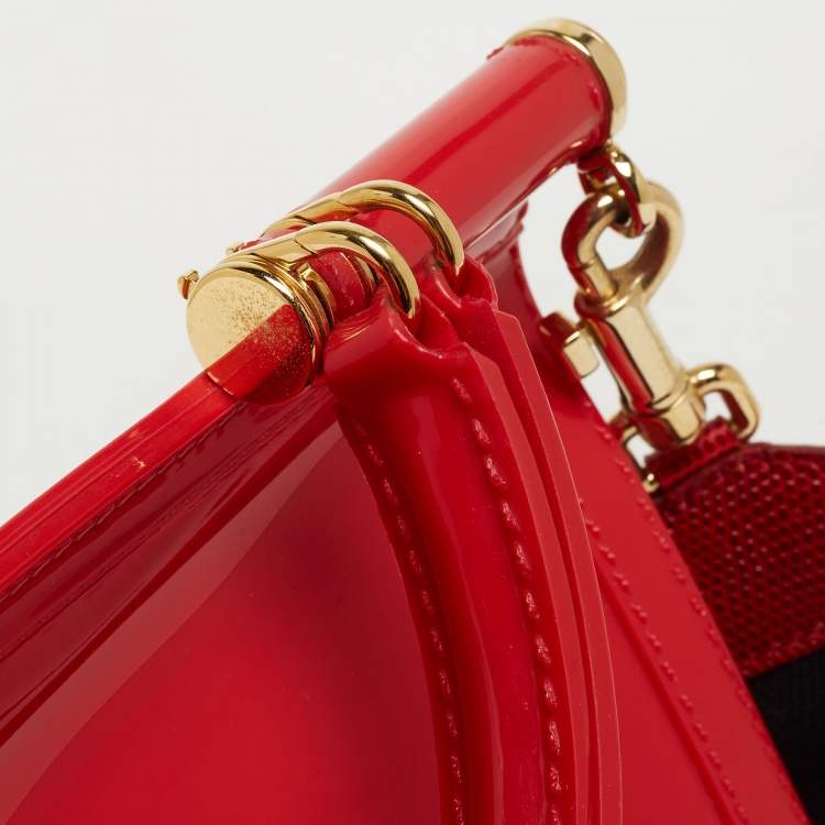 Pre Owned Dolce & Gabbana Red Rubber Miss Sicily Top Handle Bag