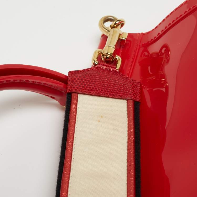 Pre Owned Dolce & Gabbana Red Rubber Miss Sicily Top Handle Bag