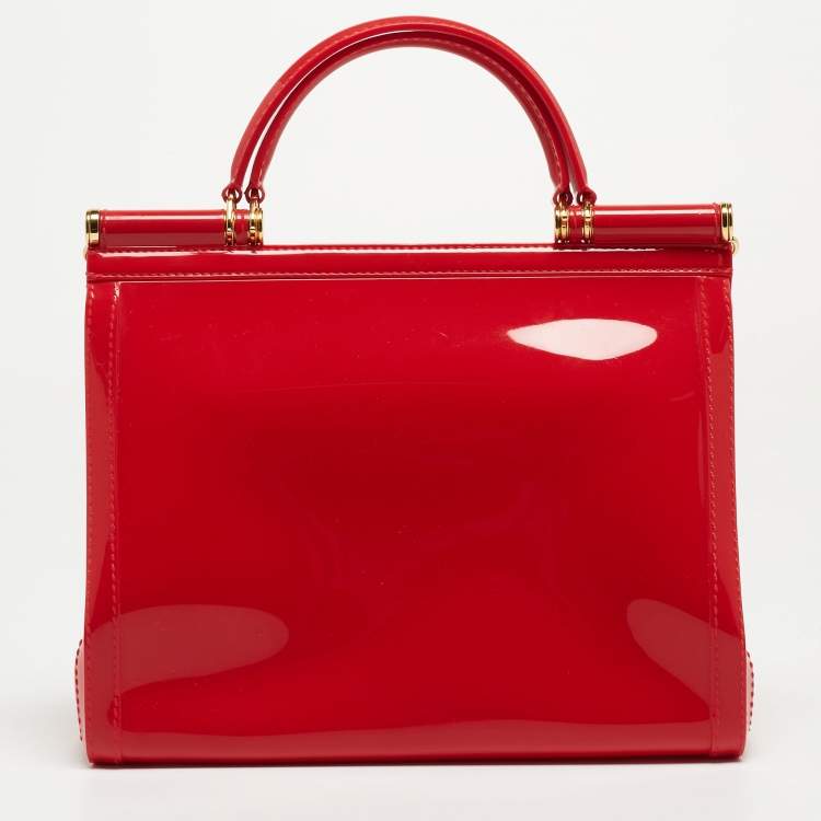 Pre Owned Dolce & Gabbana Red Rubber Miss Sicily Top Handle Bag
