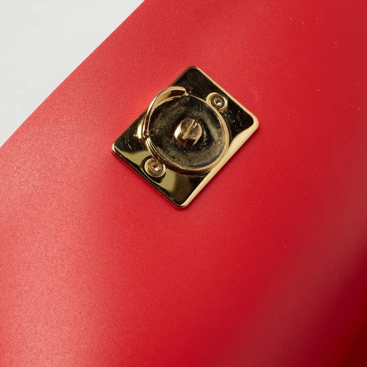 Pre Owned Dolce & Gabbana Red Rubber Miss Sicily Top Handle Bag