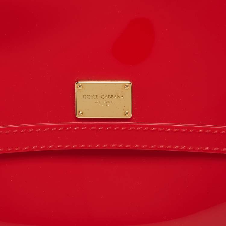 Pre Owned Dolce & Gabbana Red Rubber Miss Sicily Top Handle Bag