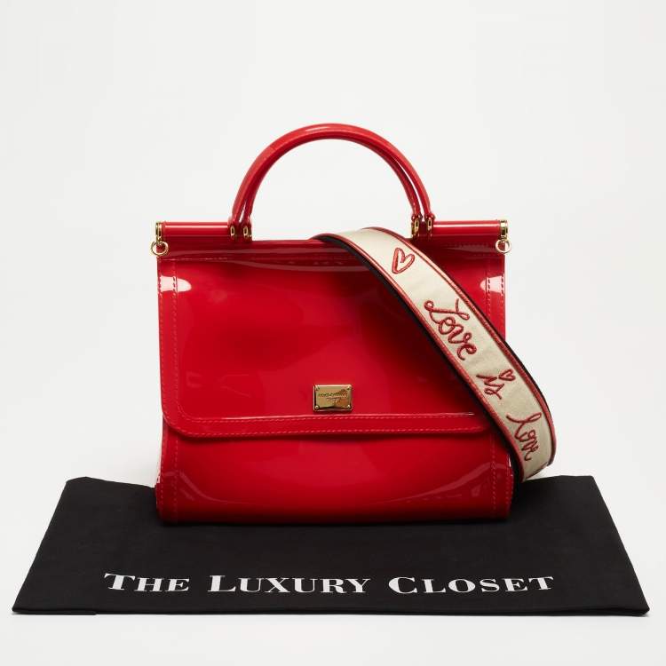 Pre Owned Dolce & Gabbana Red Rubber Miss Sicily Top Handle Bag