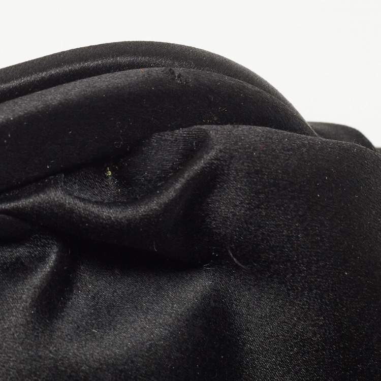 Pre Owned Dolce & Gabbana Black Nylon Crystals Embellished Kisslock Chain Clutch