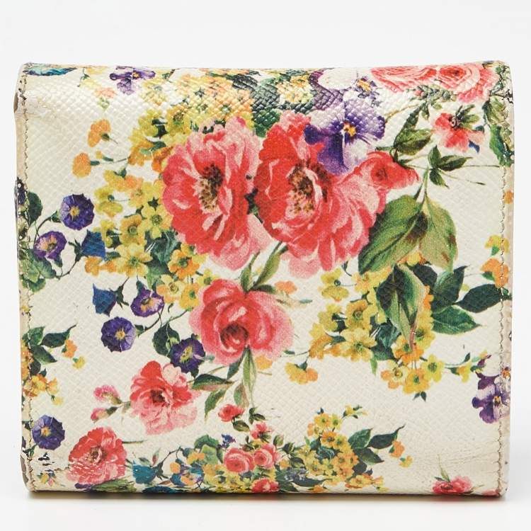 Pre Owned Dolce & Gabbana Multicolor Leather Padlock Trifold Compact Wallet