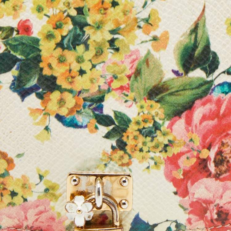Pre Owned Dolce & Gabbana Multicolor Leather Padlock Trifold Compact Wallet
