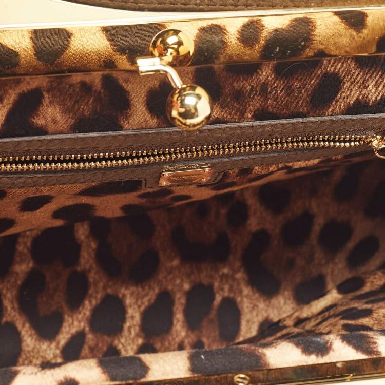 Pre Owned Dolce & Gabbana Beige Leather Frame Hobo