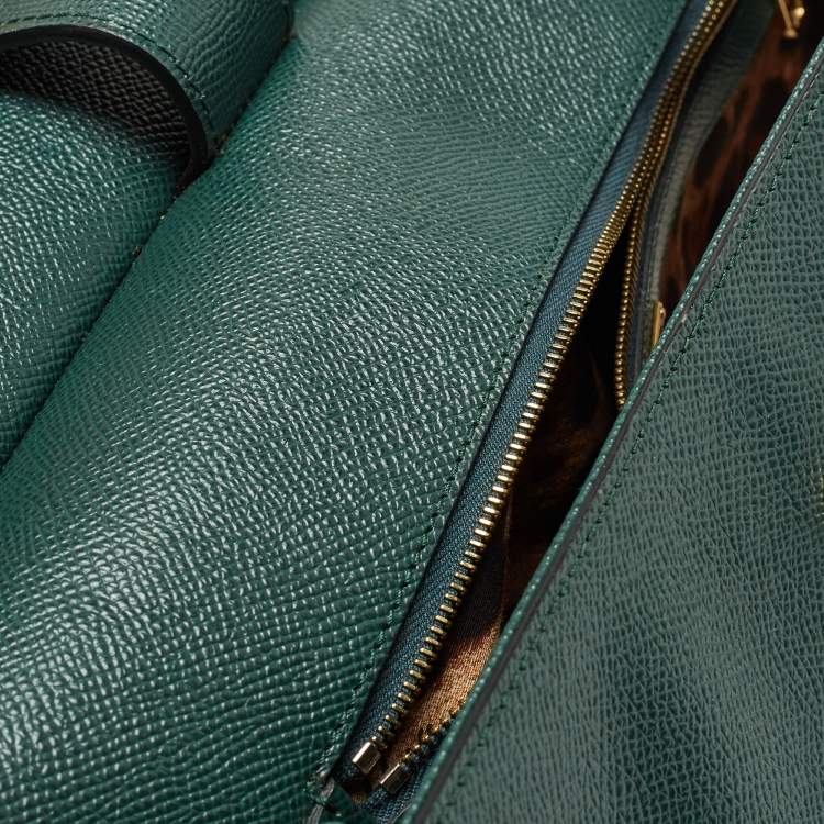 مملوكة مسبقًا Dolce & Gabbana Green Leather Large Miss Sicily Top Handle Bag