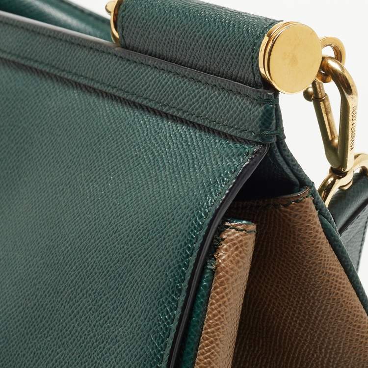 مملوكة مسبقًا Dolce & Gabbana Green Leather Large Miss Sicily Top Handle Bag