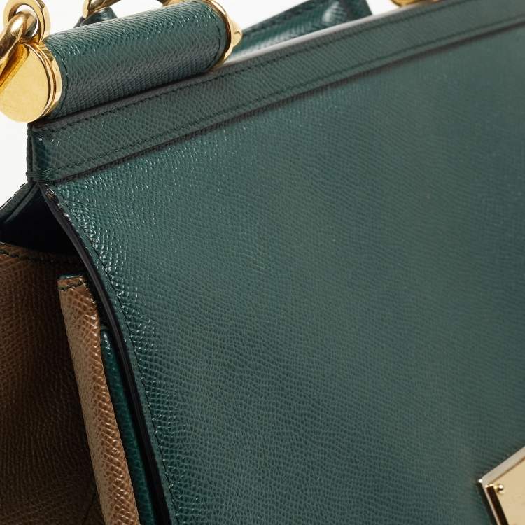 مملوكة مسبقًا Dolce & Gabbana Green Leather Large Miss Sicily Top Handle Bag