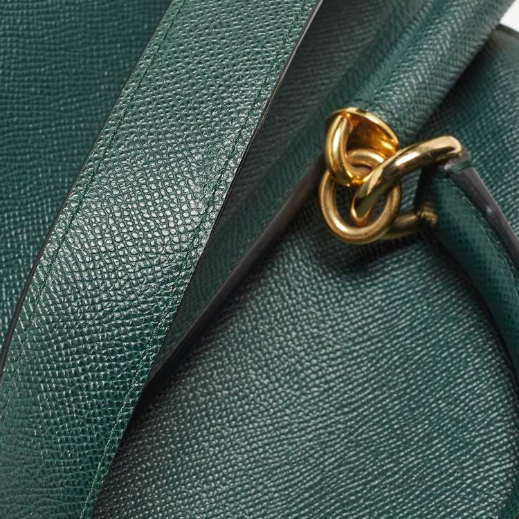 مملوكة مسبقًا Dolce & Gabbana Green Leather Large Miss Sicily Top Handle Bag