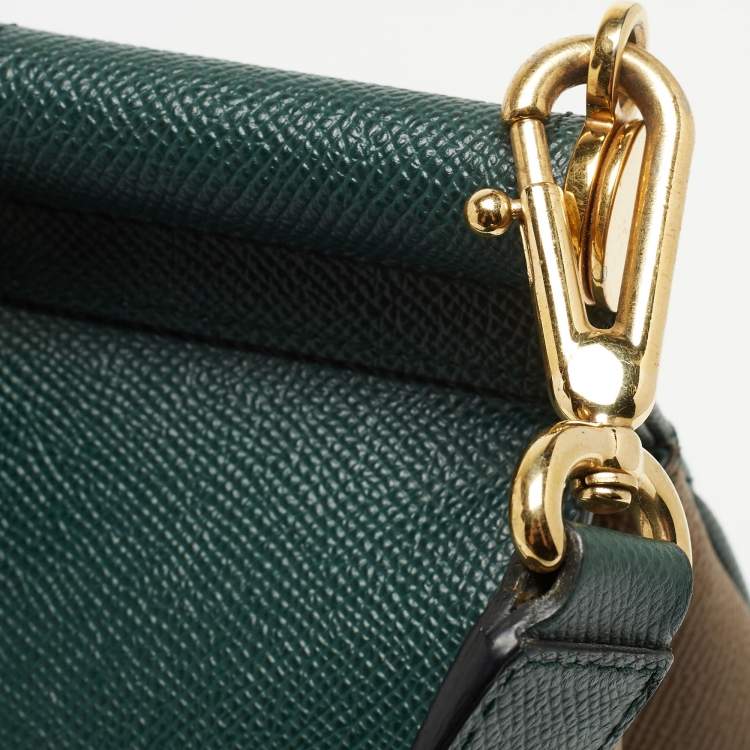 مملوكة مسبقًا Dolce & Gabbana Green Leather Large Miss Sicily Top Handle Bag