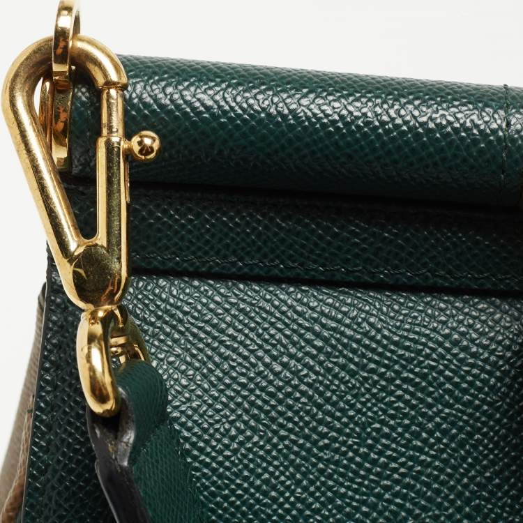 مملوكة مسبقًا Dolce & Gabbana Green Leather Large Miss Sicily Top Handle Bag
