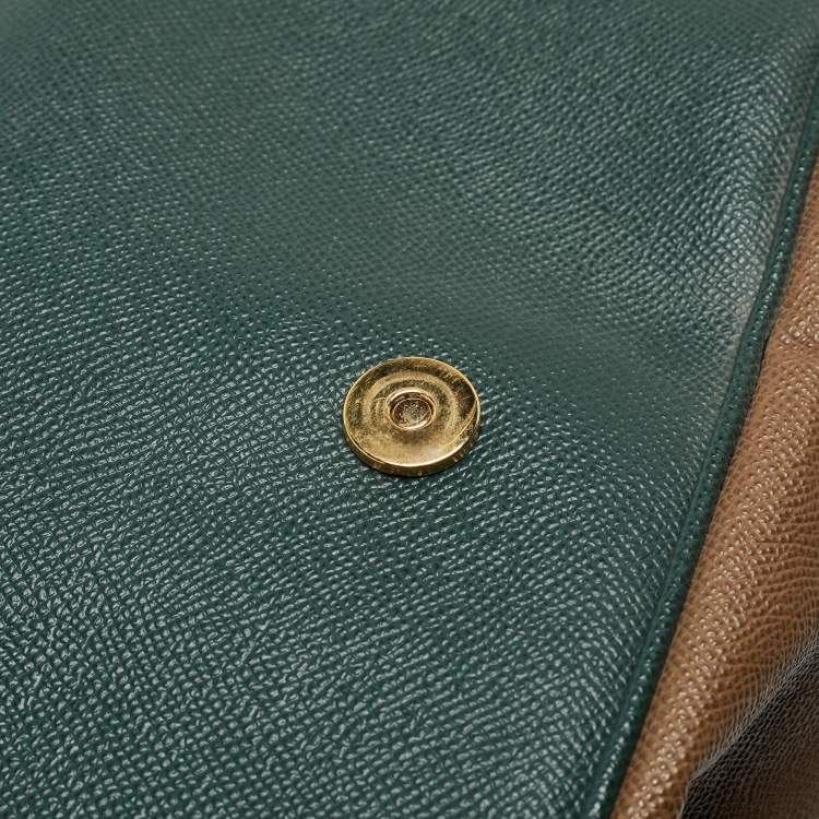 مملوكة مسبقًا Dolce & Gabbana Green Leather Large Miss Sicily Top Handle Bag