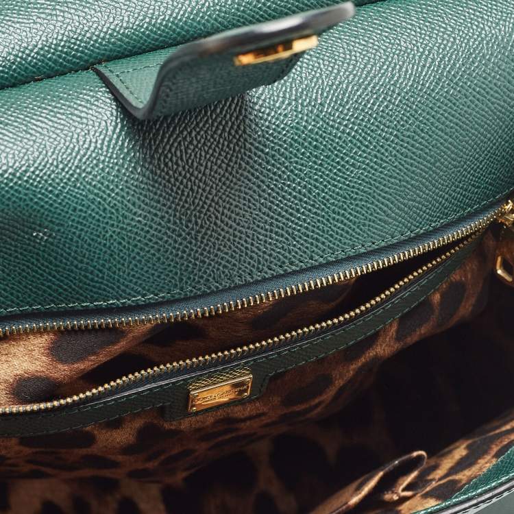 مملوكة مسبق�ًا Dolce & Gabbana Green Leather Large Miss Sicily Top Handle Bag