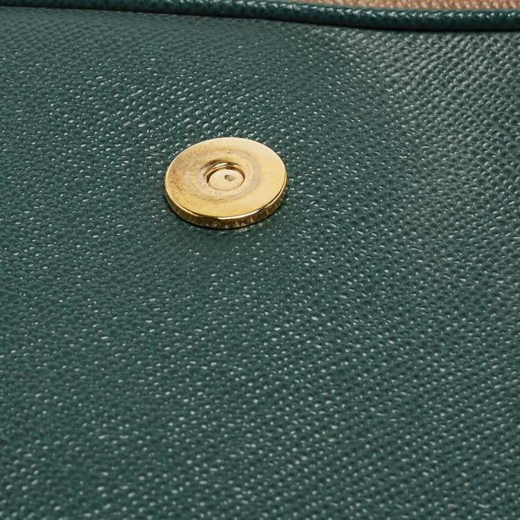 مملوكة مسبقًا Dolce & Gabbana Green Leather Large Miss Sicily Top Handle Bag