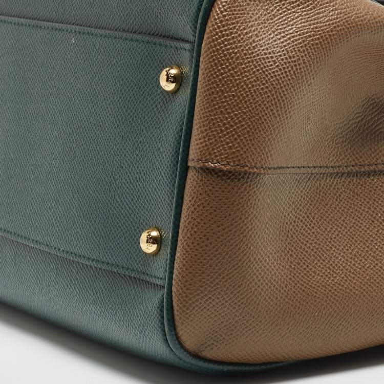 مملوكة مسبقًا Dolce & Gabbana Green Leather Large Miss Sicily Top Handle Bag