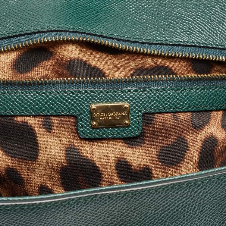 مملوكة مسبقًا Dolce & Gabbana Green Leather Large Miss Sicily Top Handle Bag