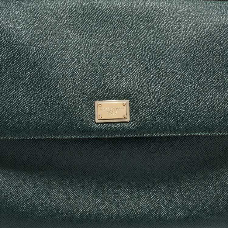 مملوكة مسبقًا Dolce & Gabbana Green Leather Large Miss Sicily Top Handle Bag