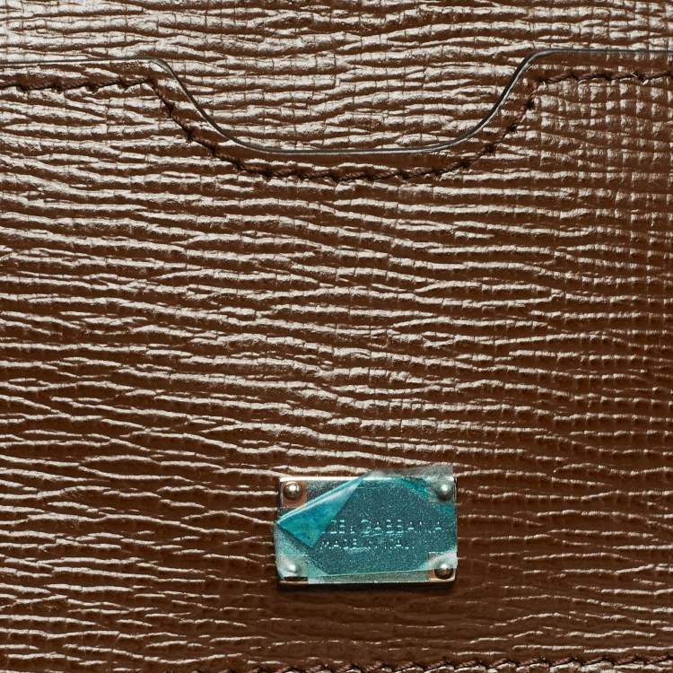 Pre Owned Dolce & Gabbana Brown Leather Large Miss Monica Top Handle Bag