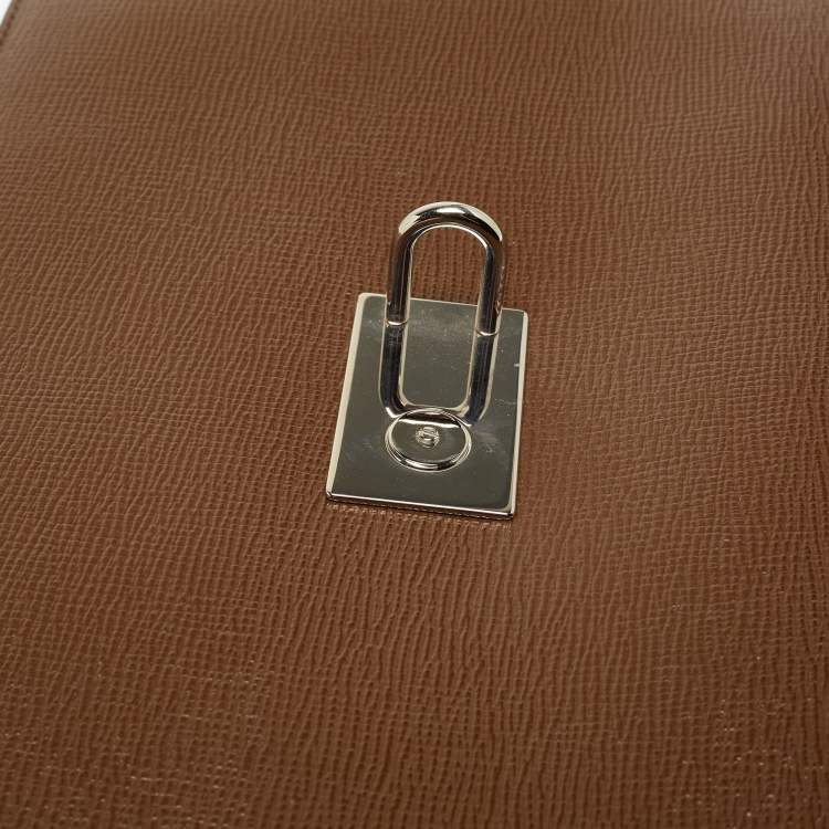 Pre Owned Dolce & Gabbana Brown Leather Large Miss Monica Top Handle Bag