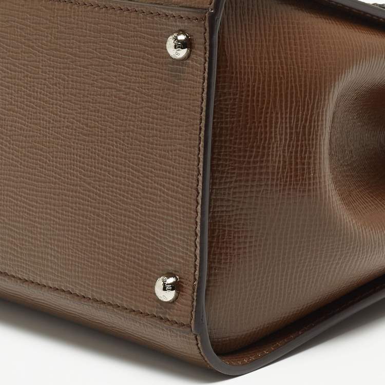 Pre Owned Dolce & Gabbana Brown Leather Large Miss Monica Top Handle Bag