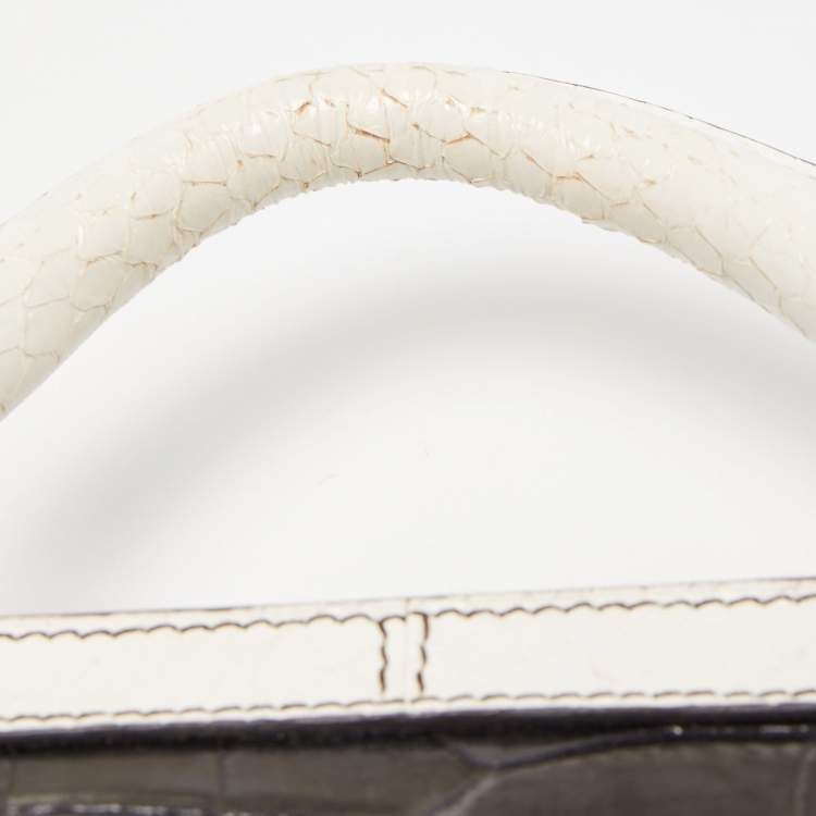 Pre Owned Dolce & Gabbana Multicolor Leopard Calfhair, Croc and Python Limited Edition Small Miss Sicily Top Handle Bag