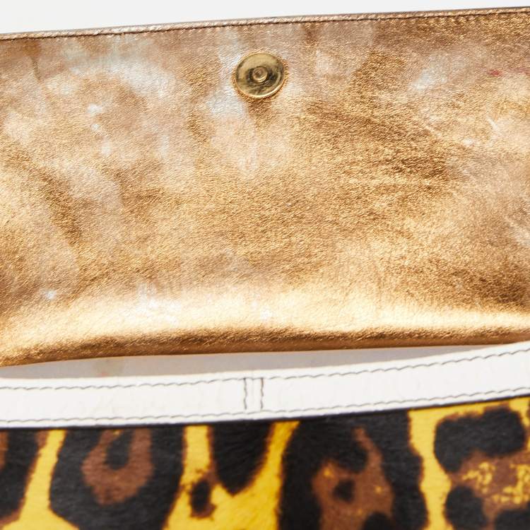 Pre Owned Dolce & Gabbana Multicolor Leopard Calfhair, Croc and Python Limited Edition Small Miss Sicily Top Handle Bag