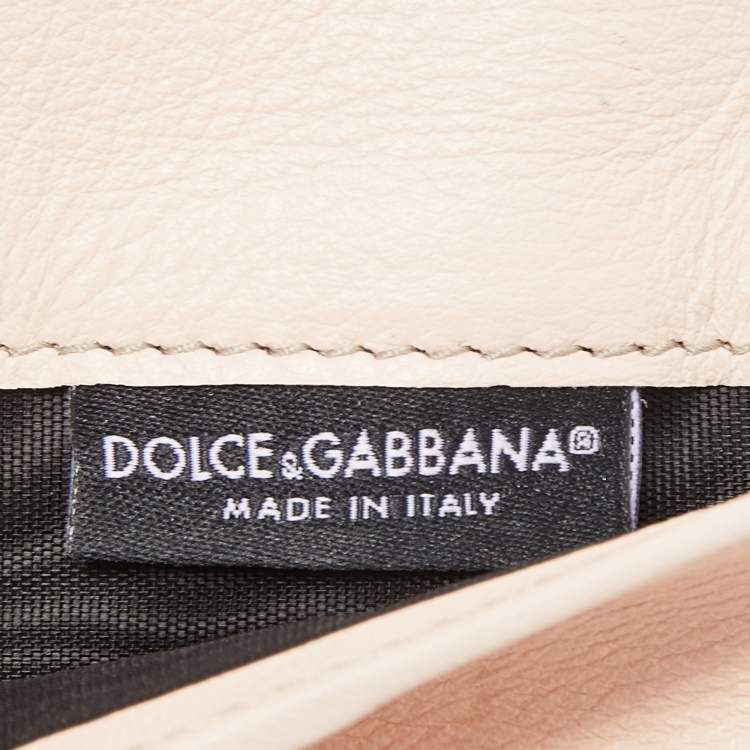 Pre Owned Dolce & Gabbana Cream/Multicolor Printed Trifold Wallet On Chain