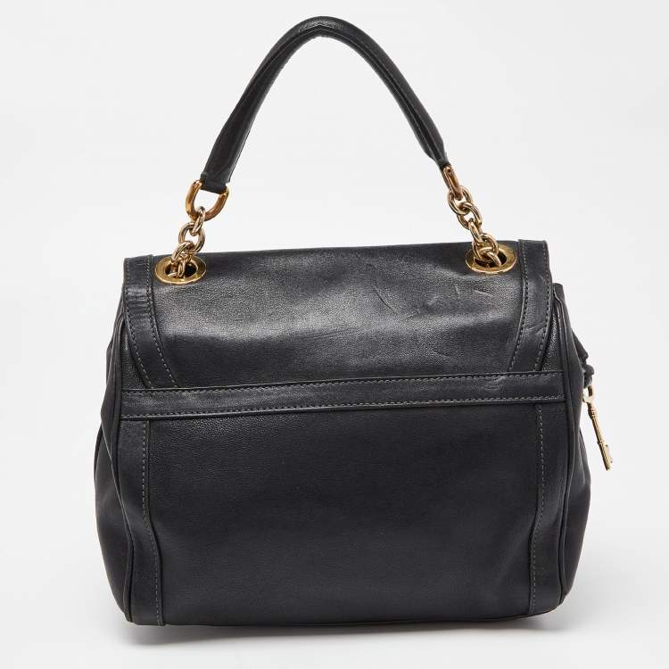 Pre Owned Dolce & Gabbana Black Leather Padlock Top Handle Bag