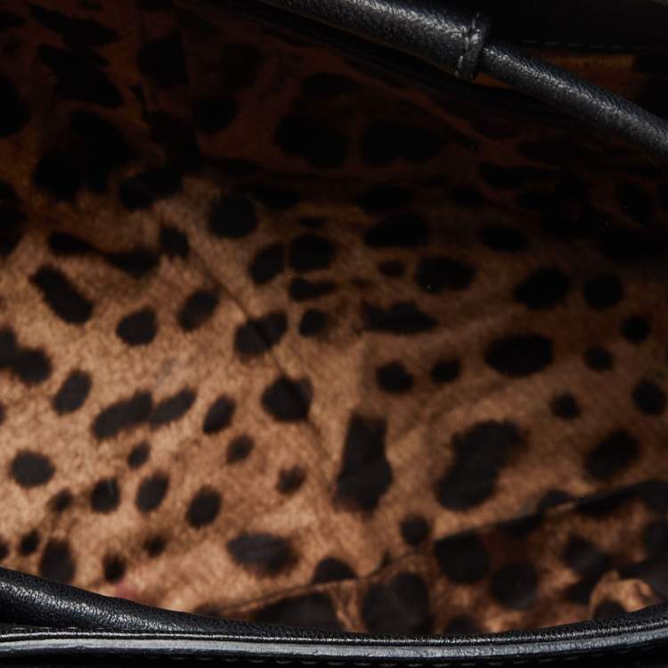Pre Owned Dolce & Gabbana Black Leather Padlock Top Handle Bag