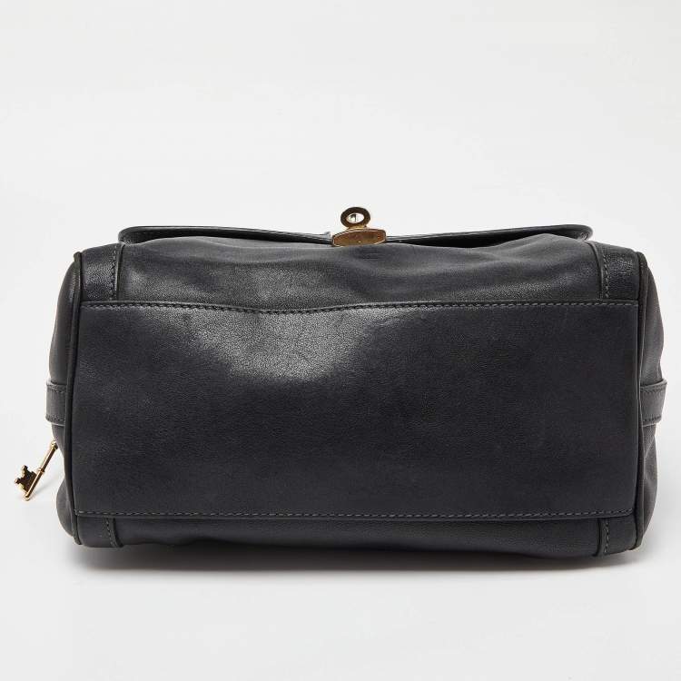 Pre Owned Dolce & Gabbana Black Leather Padlock Top Handle Bag
