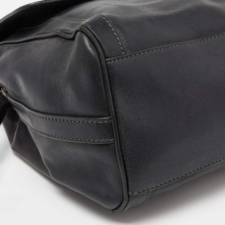 Pre Owned Dolce & Gabbana Black Leather Padlock Top Handle Bag