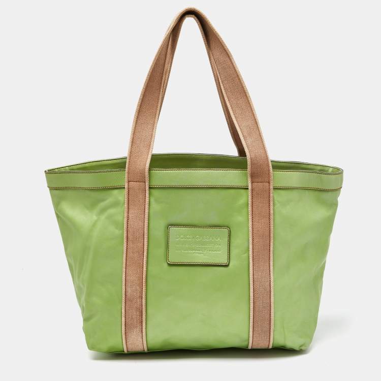 Pre Owned Dolce & Gabbana Green Leather Shopper Tote