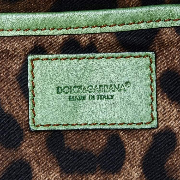Pre Owned Dolce & Gabbana Green Leather Shopper Tote
