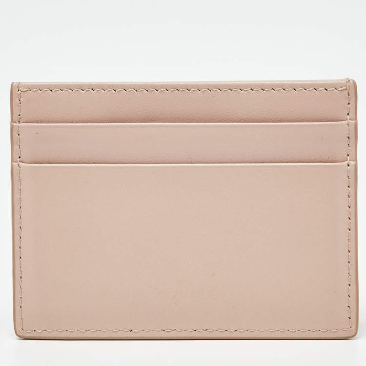 Pre Owned Dolce & Gabbana Beige Leather DG Crystal Logo Card Holder