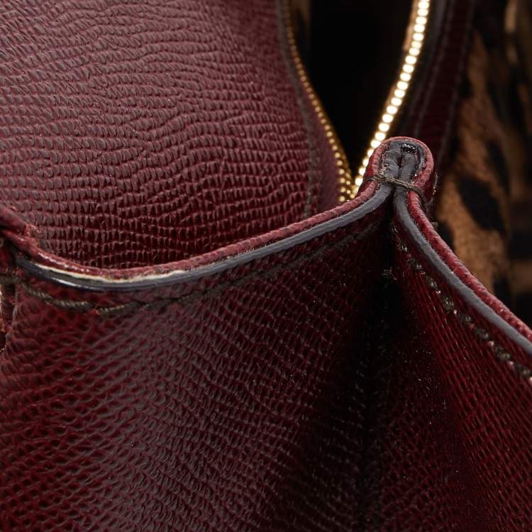 Pre Owned Dolce & Gabbana Burgundy Leather Large Miss Sicily Top Handle Bag