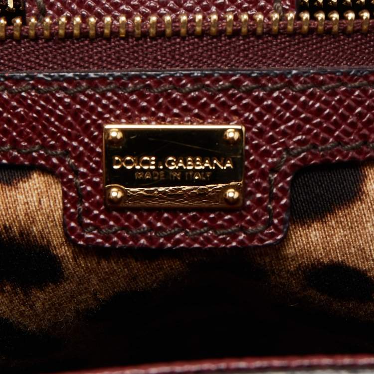 Pre Owned Dolce & Gabbana Burgundy Leather Large Miss Sicily Top Handle Bag
