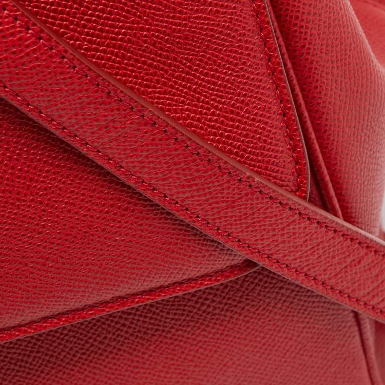 Pre Owned Dolce & Gabbana Red Leather Large Miss Sicily Top Handle Bag