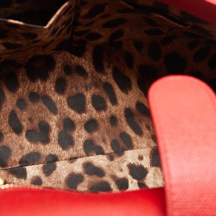 Pre Owned Dolce & Gabbana Red Leather Large Miss Sicily Top Handle Bag