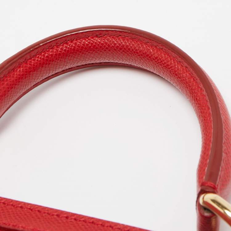 Pre Owned Dolce & Gabbana Red Leather Large Miss Sicily Top Handle Bag