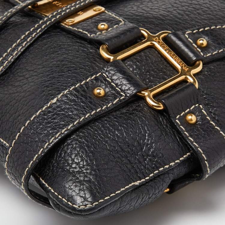 Pre Owned Dolce & Gabbana Black Leather Messenger Bag