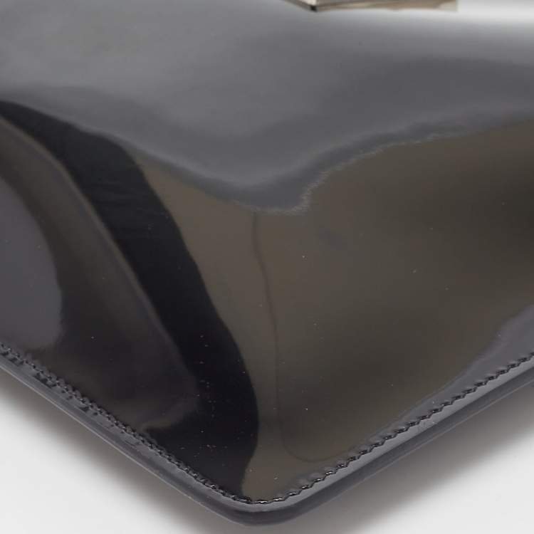 Pre Owned Dolce & Gabbana x Kim Kardashian Black Patent Leather Zip Slim Clutch
