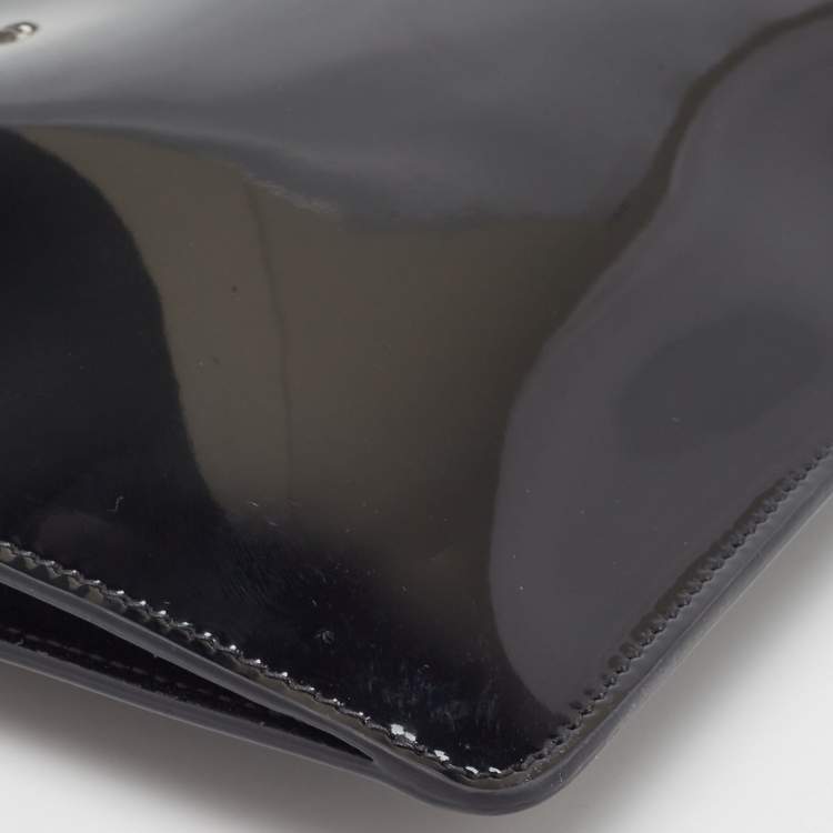 Pre Owned Dolce & Gabbana x Kim Kardashian Black Patent Leather Zip Slim Clutch