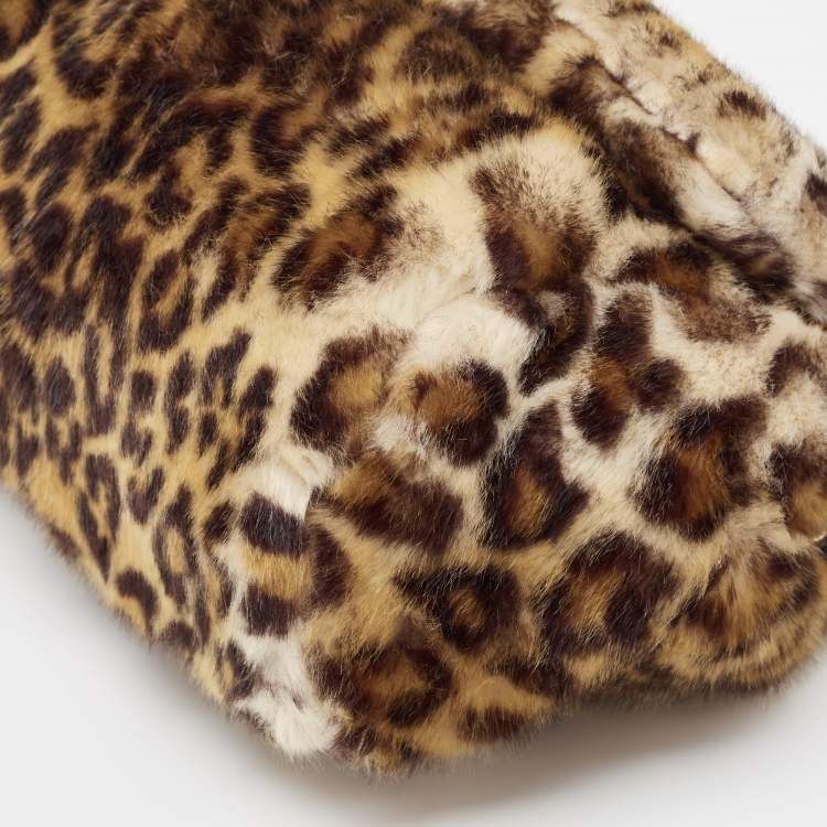 مملوكة مسبقًا Dolce & Gabbana Beige/Black Leopard Print Faux Fur and Leather Medium Miss Sicily Top Handle Bag