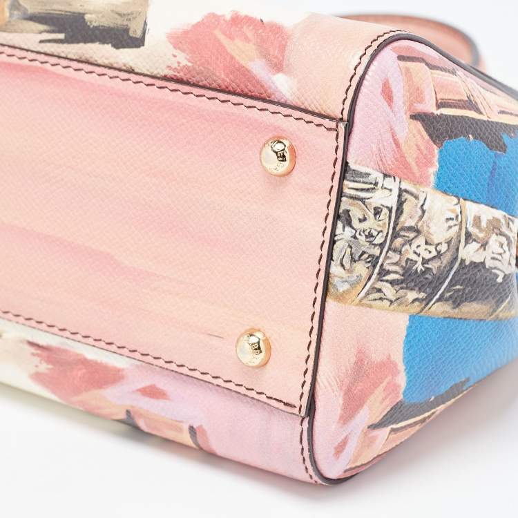 Pre Owned Dolce & Gabbana Multicolor Rome Printed Leather Medium Miss Sicily Top Handle Bag