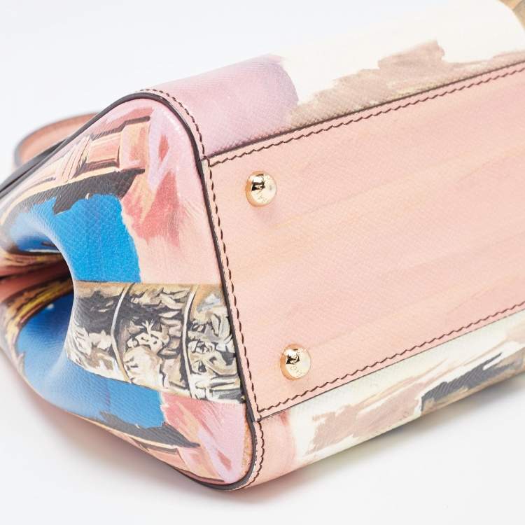 Pre Owned Dolce & Gabbana Multicolor Rome Printed Leather Medium Miss Sicily Top Handle Bag
